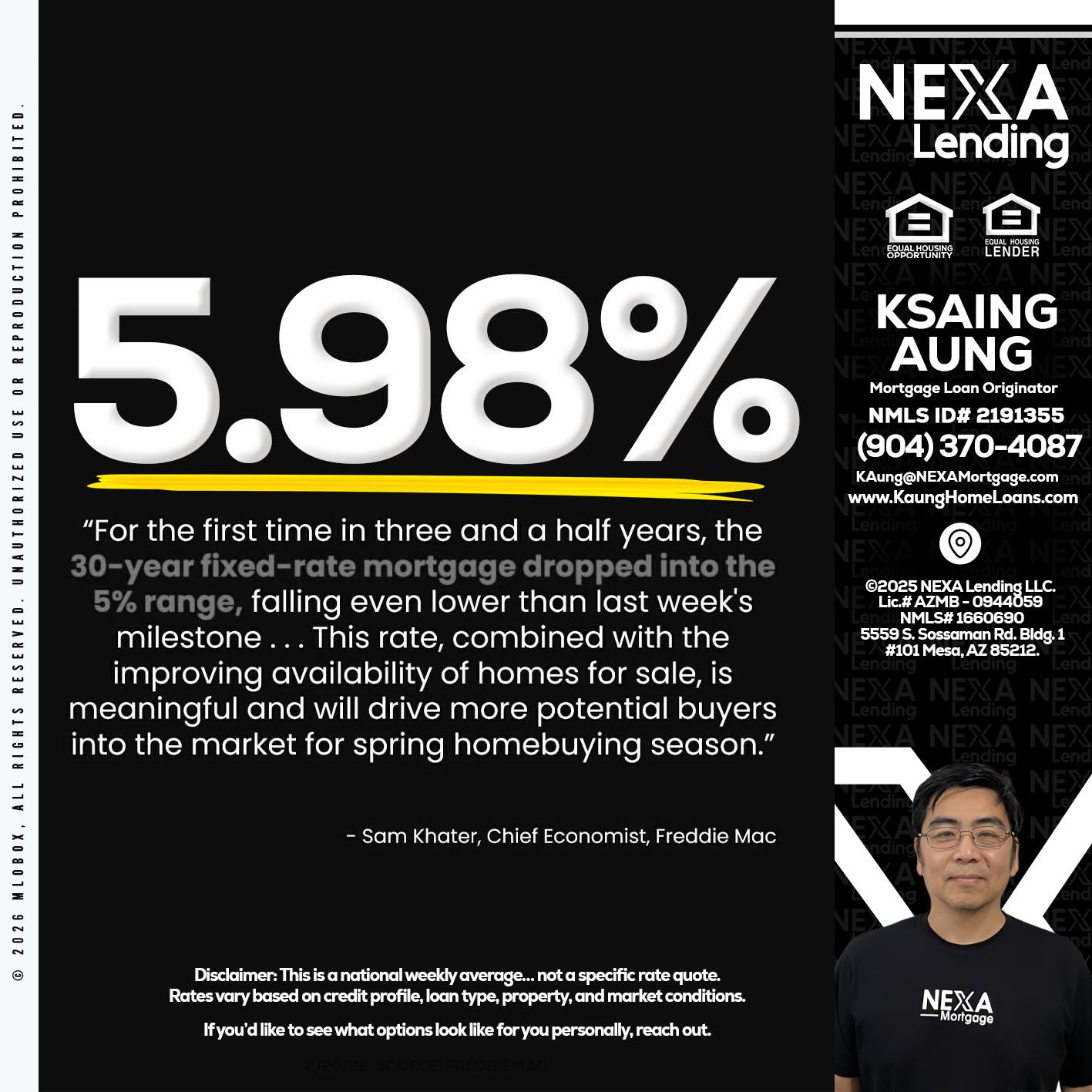 5.98% - Ksaing Aung -Mortgage Loan Originator