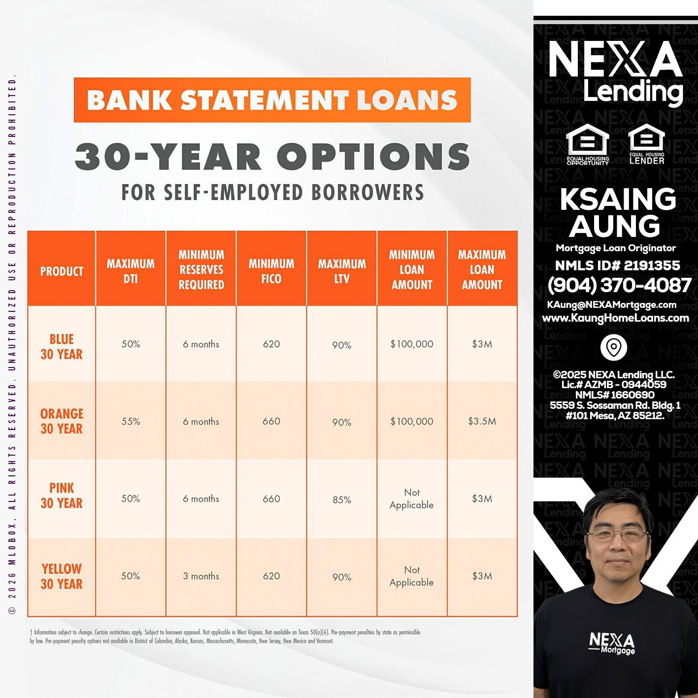30 YEARS OPTIONS - Ksaing Aung -Mortgage Loan Originator