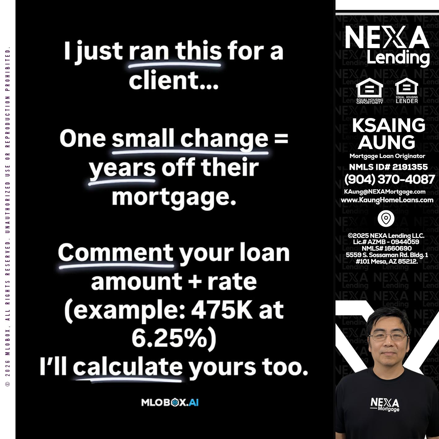 I JUST RAN - Ksaing Aung -Mortgage Loan Originator