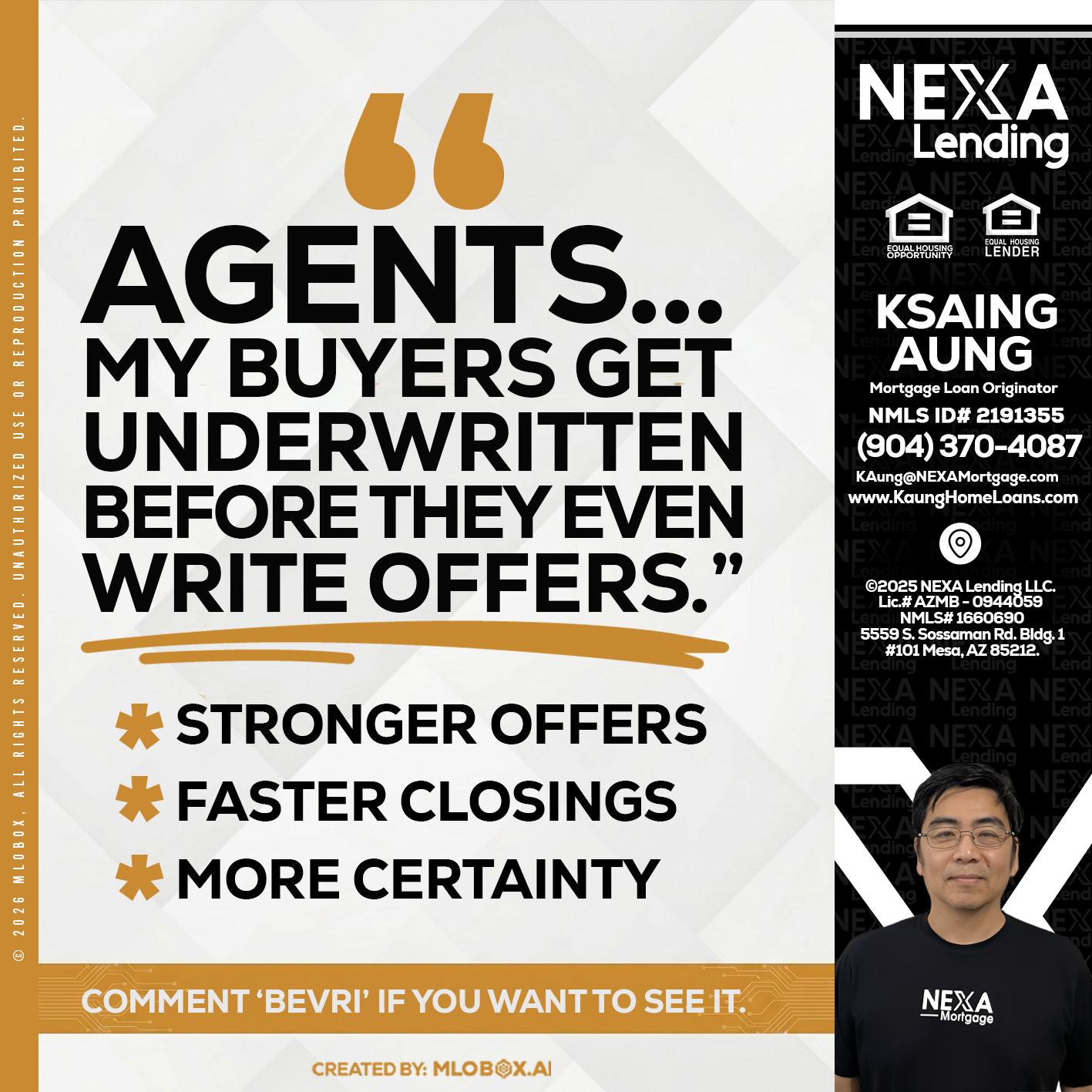 agents - Ksaing Aung -Mortgage Loan Originator