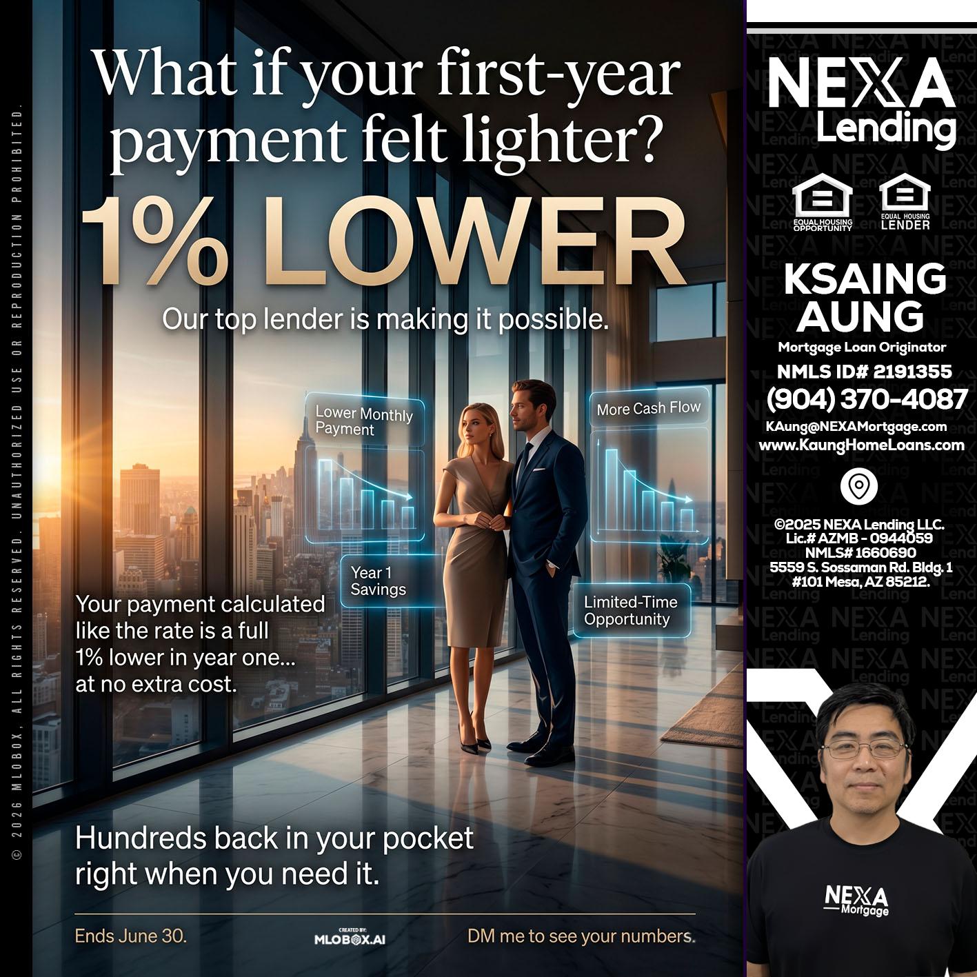 1% LOWER - Ksaing Aung -Mortgage Loan Originator