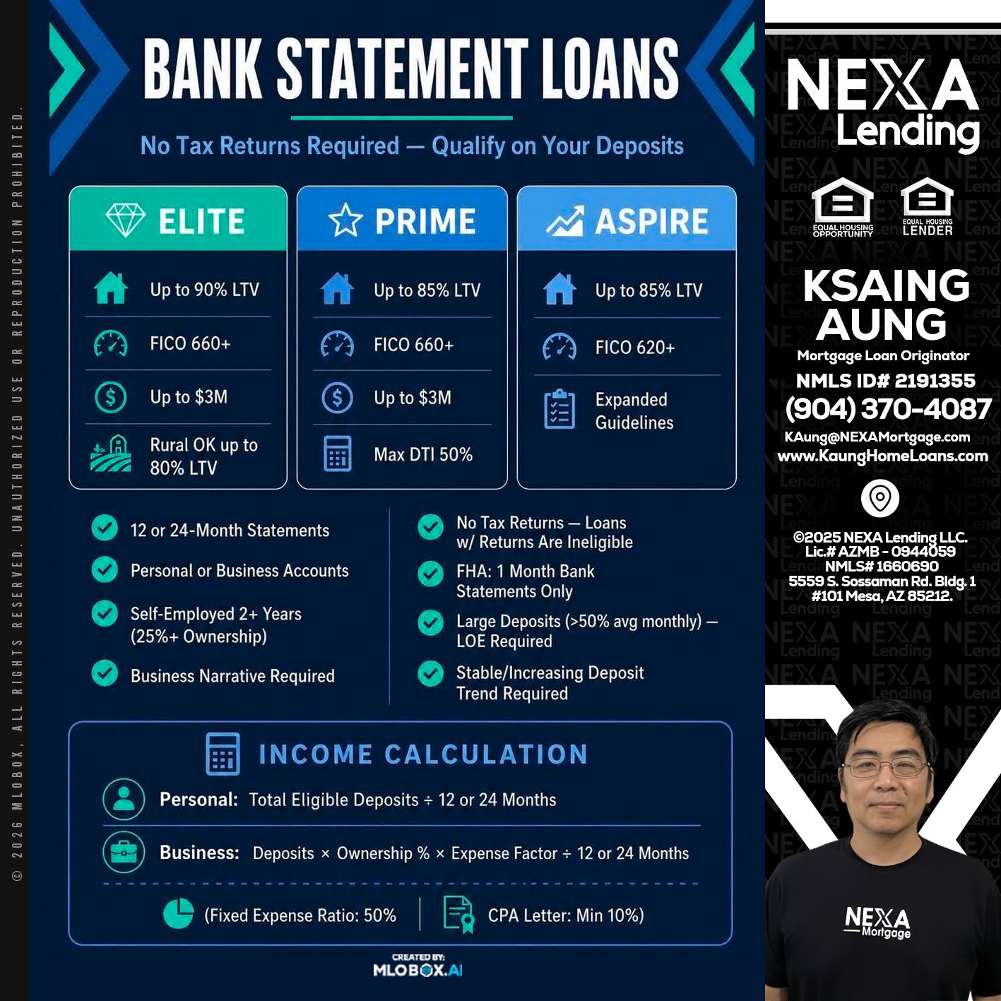 BANK STATEMENT - Ksaing Aung -Mortgage Loan Originator