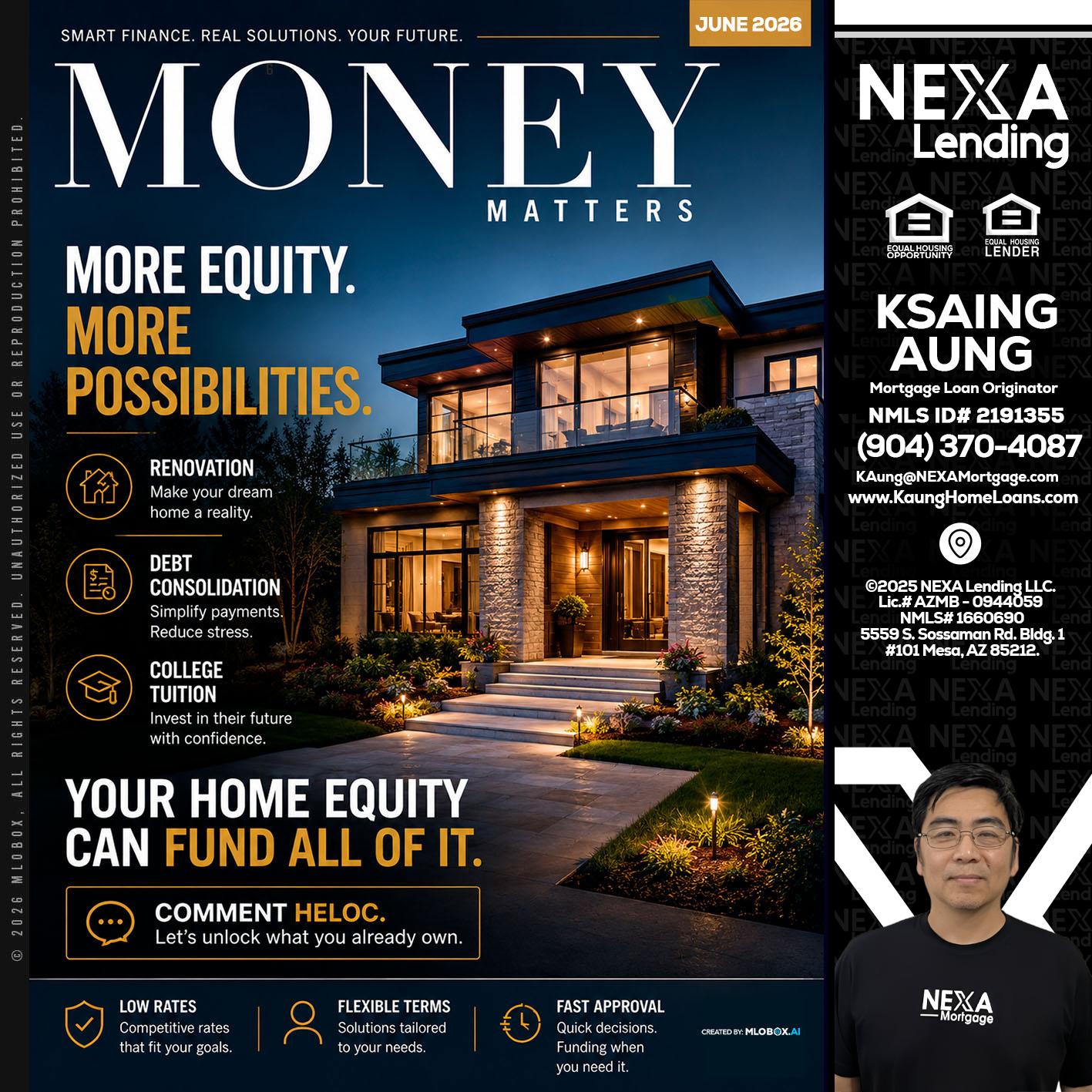 MONEY MATTERS - Ksaing Aung -Mortgage Loan Originator