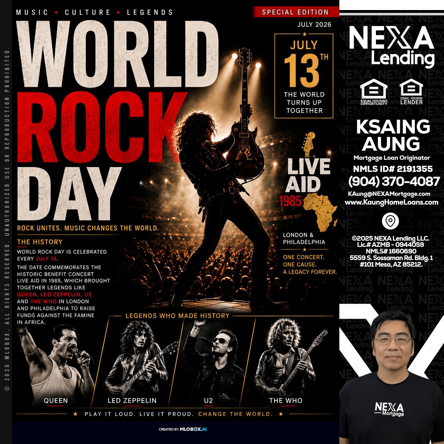 WORLD ROCK MUSIC DAY - Ksaing Aung -Mortgage Loan Originator