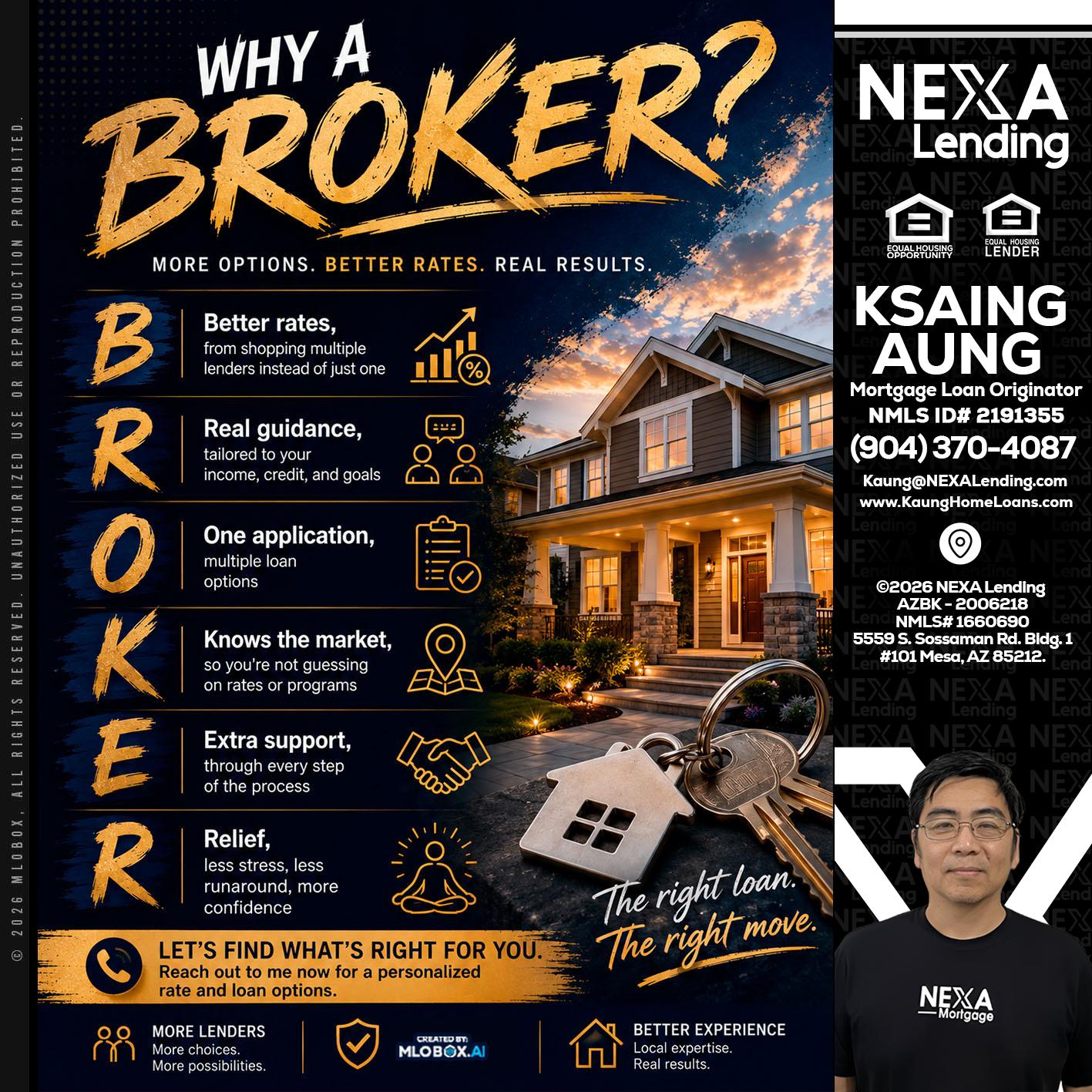 WHY A BROKER? - Ksaing Aung -Mortgage Loan Originator